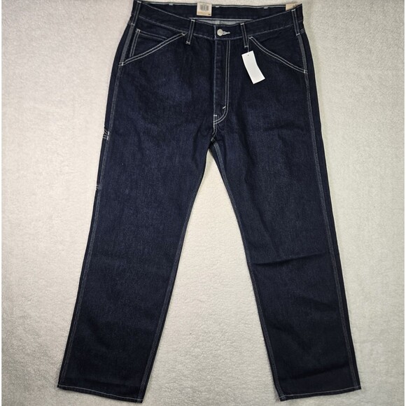 Levi’s 555 Carpenter Relaxed Straight Dark Blue Utility Jeans Denim Mens 36x32 - Picture 2 of 11